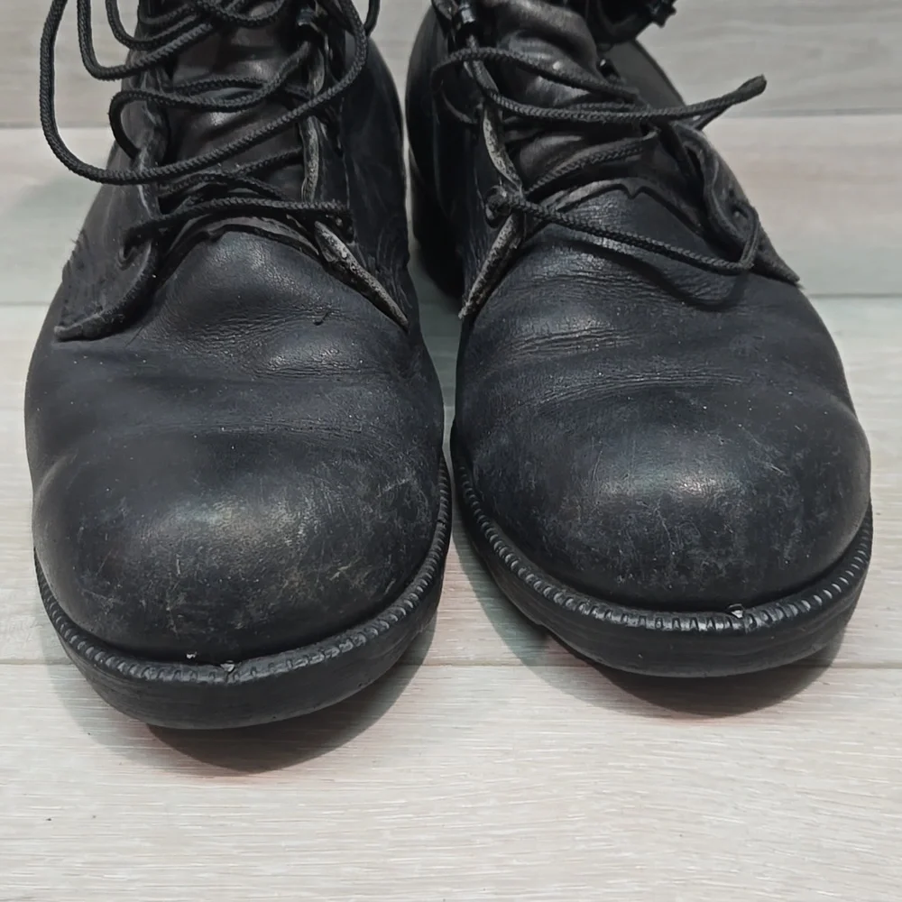 Military Mens Black Leather Lace-Up Combat Boots Shoes Sz 8.5R